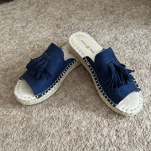 Never worn flat espadrille style slides